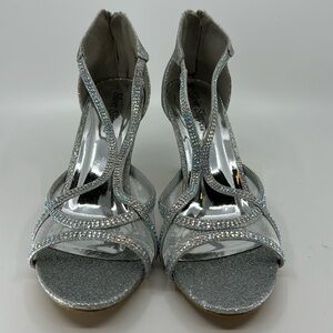 Silver Slipper Silver Evening Heels Size 7.5